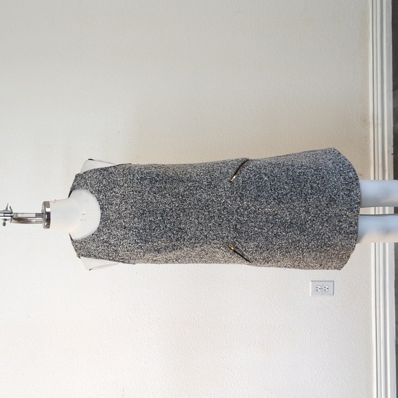Loft Boucle Zip Pockets Shift Dress Gray 4P Business casual fall preppy mod - Picture 1 of 5